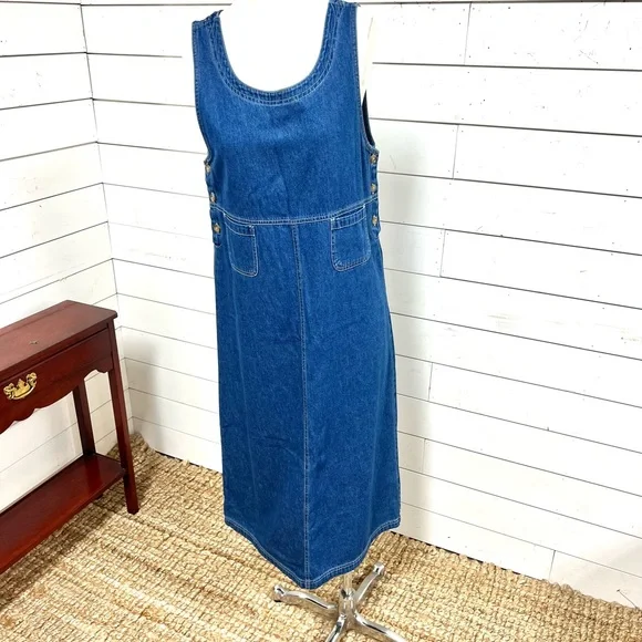 Cabin Creek Dresses | Cabin Creek Denim Jumper Dress Petite Medium Blue Jean | Color: Blue | Size: MP | Pm-89163237's Closet